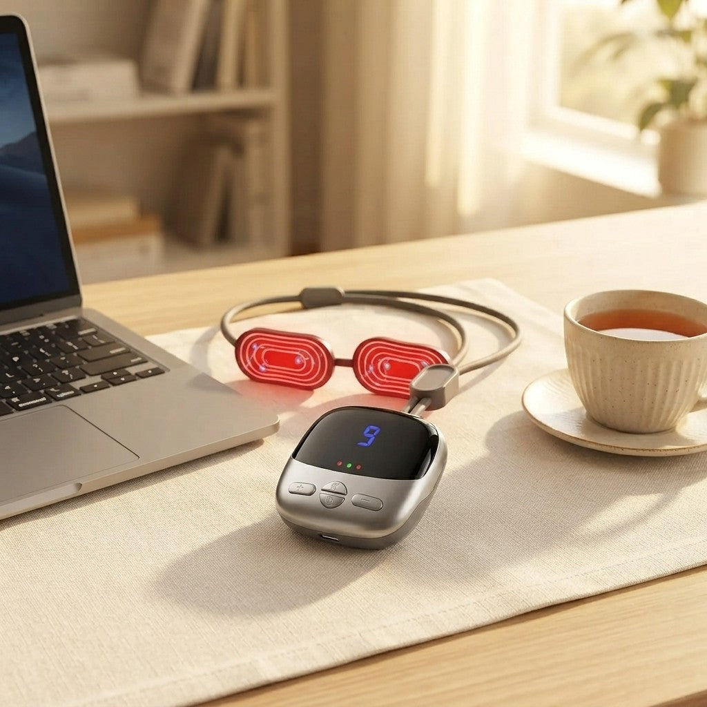 Neck massager on a home office desk